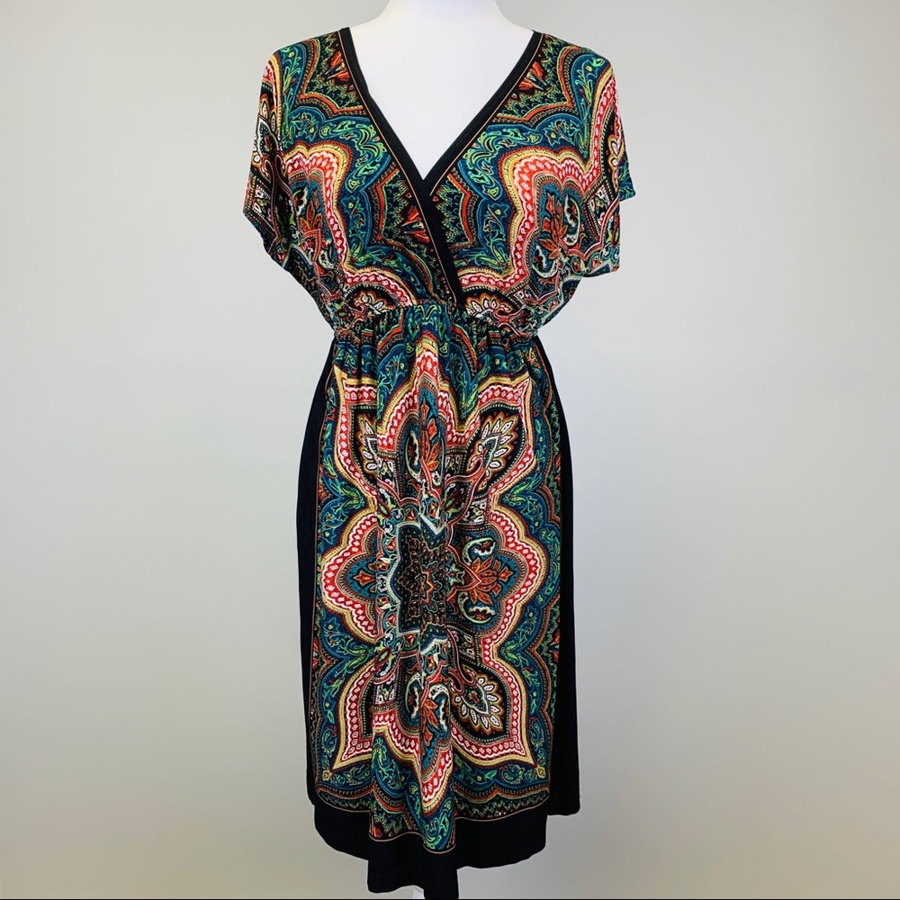 AB Studio V-Neck, Cap Sleeve Dress, Size M